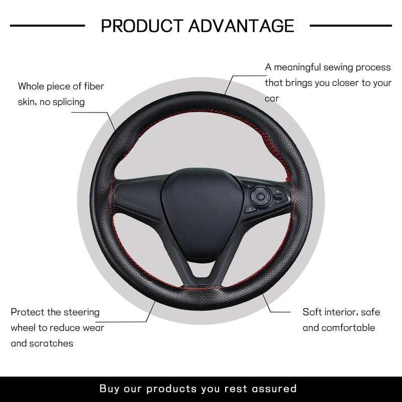 Hbxdeco Leather Steering Wheel Cover, DIY Sewing with Needle &