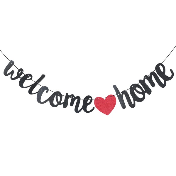 Welcome Home Banner, Welcome Home Decorations Banners Flag, Glitter Bunting