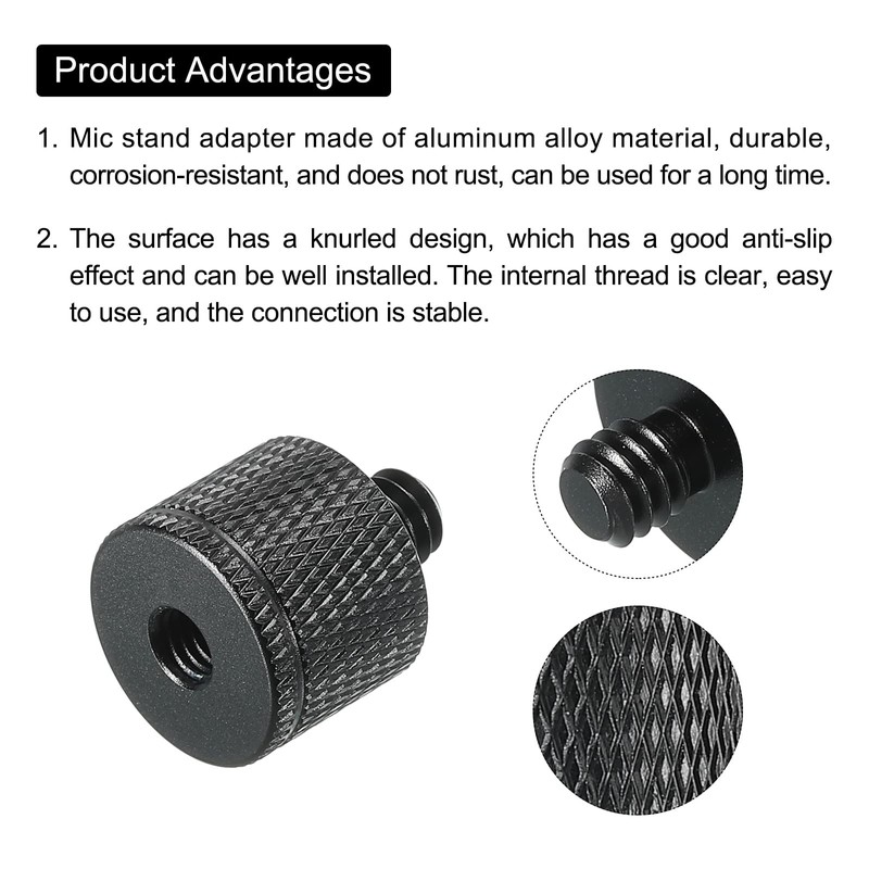 sourcing map 2 Pack Microphone Stand Adapter M5 Female to
