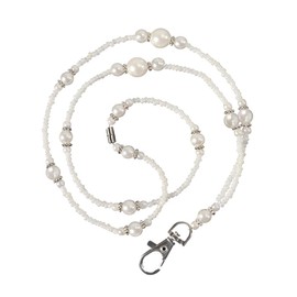 Dealikee Fashion Lanyard, MELIFE Lanyard Necklace with Magnetic Break Away Clasp Key Ring for Keys, Phone, ID Badge Holder Pearl Beaded Chain