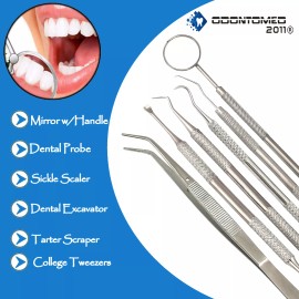 ODM 6pcs / set Stainless Steel Dental Mouth Mirror Dental Tool Tartar Scaler Teeth