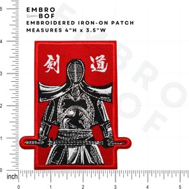 EMBRO BOF Kendo Patch – 4 inches, Cool Colorful Samurai Spirit Japanese Patch – Embroidered Iron On/Sew On Patches