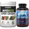 Myogenix Myomega Omega-3 Softgels & Myovite SuperGreens Powder – Clean Energy & Digestive Support – Premium Omega-3s with Organic Greens for Antioxidant & Immune Health