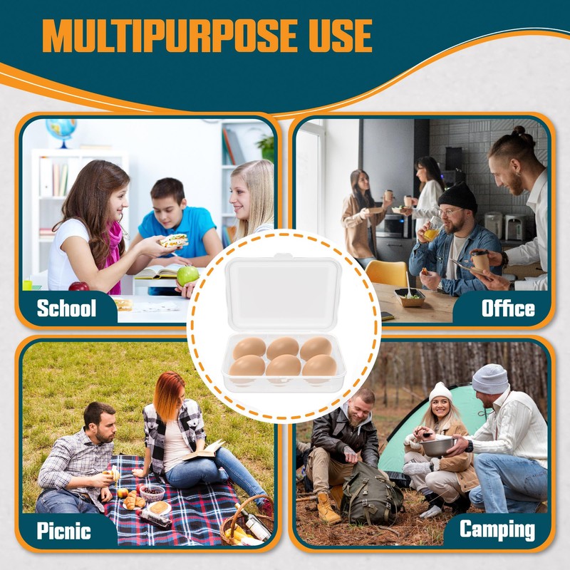 ZPU Egg Holder Camping, 2Pcs 6 Grid Egg Container, Plastic