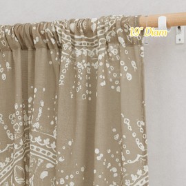 NICETOWN - Cortinas y cortinas Boho-Chic filtrantes de luz, mezcla de lino, bolsillo para barra, estilo casual y rústico, con diseño de medallón bohemio semitransparente para recámara/sala de estar, 52 x 84 pulgadas, color gris pardo, 1 par