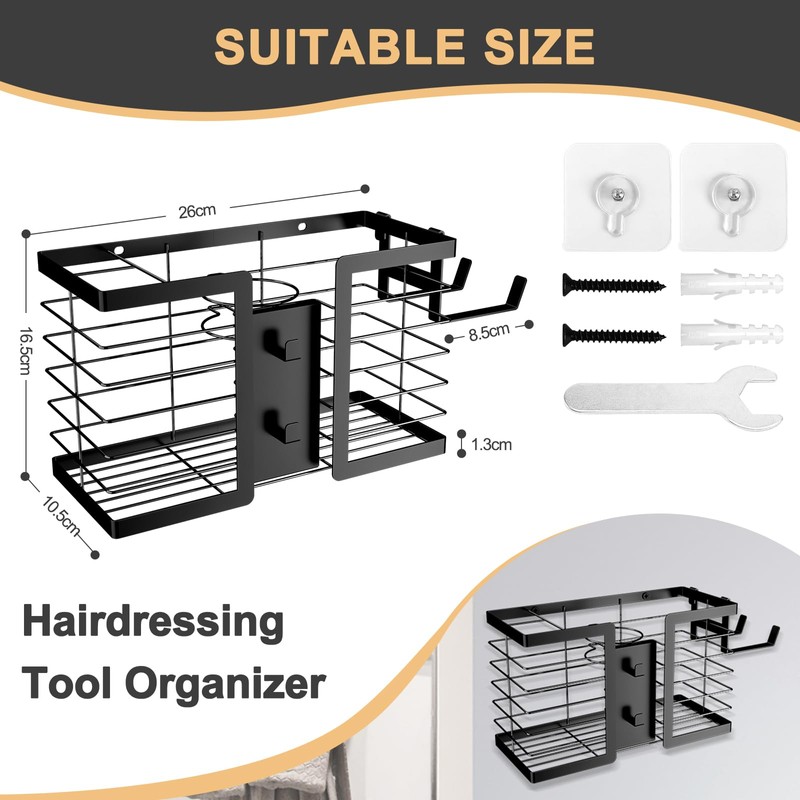 FUNKYLEE Hair Tool Organizer - Hair Dryer Holder, 3 in