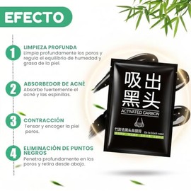 Mascarilla Facial Peel Off Removedora de Puntos Negros y Espinillas, Limpieza Profunda para Todo Tipo de Piel, Acabado Suave y Mate, Sobres Individual