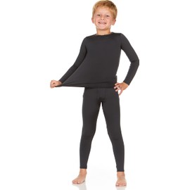 Thermajohn Thermal Underwear for Kids, Boys Thermal Underwear Set | Kids Base Layers for Skiing | Long Johns for Boys Kids, Charcoal, (S)