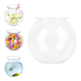 Fish Bowls, Sturdy Small Round Aquarium Made of Plastic, Versatile, Durable for the Desk for Decorations (L)