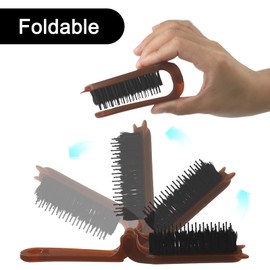 3 Pack Travel Folding Hair Brushes, Small Hair Brush, Portable Pocket Boar Bristle Brush, Gentle Bristles, for Hair Restore Shine and Smoothing