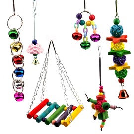 12 PCS Bird Parrot Cage Toys, Bird Hanging Swing Chewing Bells Toys For Cockatiels Conures Finches Small Parakeets Budgie