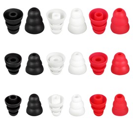 N&P Earbud Tips Earbud Covers Triple Flange Ear Tip, 9 Pairs S/M/L Size Triple Flange Noise Isolate Silicone Cushion Ear Bud Tips with 3.8mm Connector Hole, Fit for Most in Ear Earphone