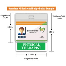 Oversized Physical Therapist Badge Buddy Horizontal - XL Badge Buddies Role I’D Backer Card for PT - 3 3/8 X 4 1/8 - Wear with Existing I’D Holder - USA Printed by Specialist ID (Green)
