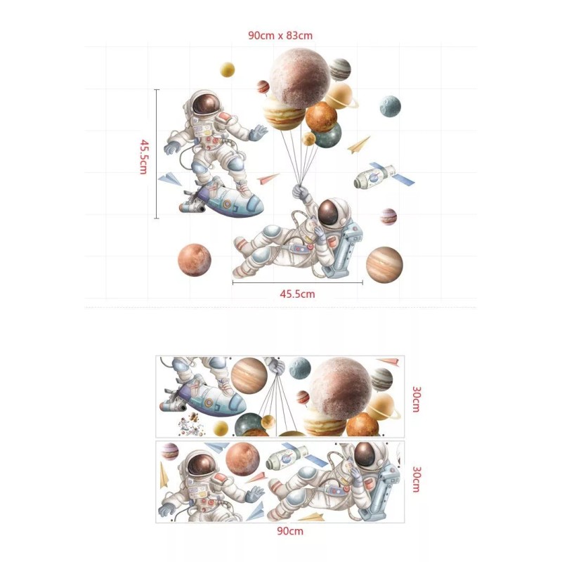 DaraBaby Vinil Decorativo Astronauta Nave Planetas Cuarto Niño Bebé
