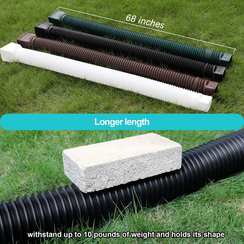 plusgutter 4 Pack Rain Gutter Downspout Extensions Flexible, Drain Downspout