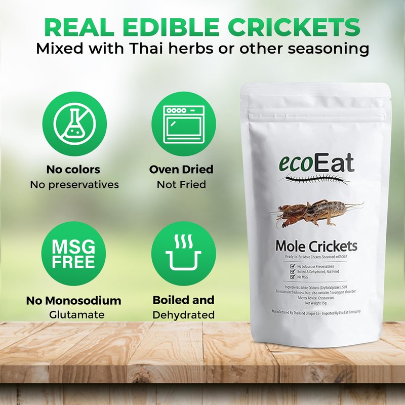 ecoEat Edible Insects Mole Crickets (Gryllotalpidae) - 15g Bag -