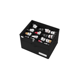 ARTIFICAY Shoe Organizer for Closet, Fits 16 Pairs, Large Shoe Box Storage Containers, Clear Foldable Shoe Storage Bins w/Bottom Support, Space Saving Shoes Holder w/Reinforced Handles, Beige (Black)