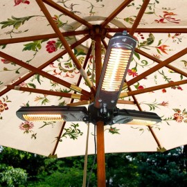 D0100HPPTRW Electric Patio Heater Umbrella 1500W Foldable Aluminum Outdoor Pergola Use Modern Bar StyleMaterial: Aluminum Construction, Color: Black Color