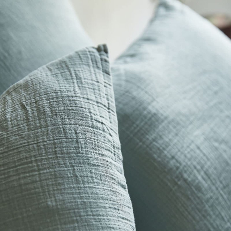 Cushion Cover Washed Cotton Gauze Tenderness Celadon Blue 50 x