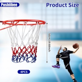 4 PCS Basketball Nets, Polyester Basketball Hoop Net for Outdoor Indoor, Replacement Basketball Net Standard Basketball Net Braided Basketball Net for Sports Supplies Accessories