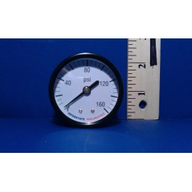 Interstate Air Compressor Pressure Gauge 1/8" Brass NPT Back Mount 160 PSI 2" Black Case