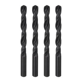 sourcing map 4pcs Jobber Drill Bits 12.5mm (1/2") Nitride Coated High Speed Steel (HSS) 4341 Twist Drill Bits for Stainless Steel Copper Aluminum Alloy Metal Wood Plastic, Black