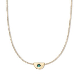 Palas Jewellery Women's May Emerald Birthstone Chain Necklace, Gold
