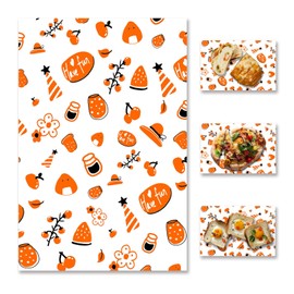 200Pcs Deli Paper, 12"x7.8" Greaseproof Paper Sheets, Pre-Cut Translucent Paper, Orange Theme Food Wrapper, Sandwich Paper, Food Basket Liner, Tray Liner, Perfect for Picnics, Camping, Parties