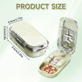 Portable 3-in-1 Pill Divider for Small Tablets, Adjustable Tablet Cutter in 1/2 1/3 1/4, Cutting & Storage Box for Medication when Travelling (Green)