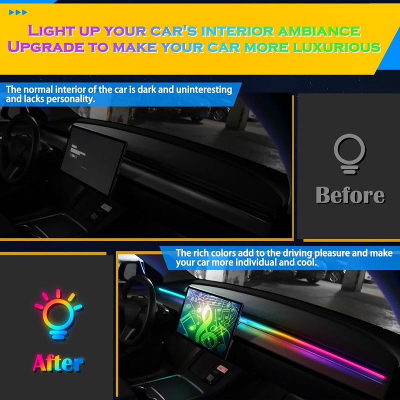 Dreamcolor Interior Acrylic Car Light Strip, 2 in 1 Car