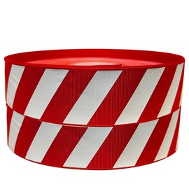 Red & White Christmas Ribbon with Candy Cane 35mm Wide - 10 Metres
