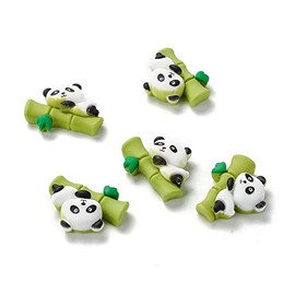 Ipotkitt 50Pcs Opaque Panda on Bamboo Resin Cabochons Cartoon Style Slime Charms for DIY Scrapbooking Jewellery Making Accessories - 20x25mm
