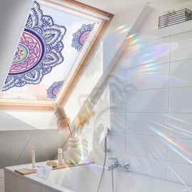 LOONELO Mandala Suncatcher Window Clings, Watercolor Yoga Flower Anti-Collision Vinyl Decals for Glass Windows, Bird Strike Prevention, Rainbow Prism Window Film for Home & Meditation Decor