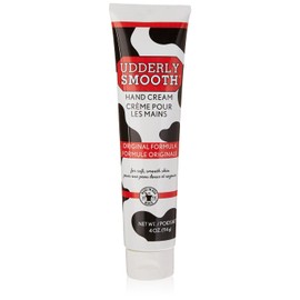 Udderly Smooth Crema de manos, fórmula original para pieles ásperas y secas, hidratación rápida de 24 horas, 4 onzas (paquete de 5)