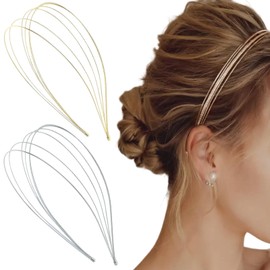 Ypkia Headband Multilayer Metal Thin Headband Women's Set Elegant Hair Band for Women Hair Accessories (Gold, Silver)