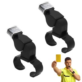 Aestustheri 2PCS Whistles Sports - Finger Grip Whistle - Plastic Referee Whistle - Loud Sound - Training Camping Use (Black)
