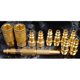 11pc 1/4" Solid Brass AIR Quick Coupler Set w/Blow Gun Tool Plugs couplers