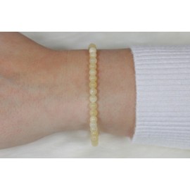 Echtes Gelbe Jade Edelstein Armband mit 4mm Perlen - verschiedene Längen - Heilstein Schutzstein Talisman Glücksbringer Geschenk (Gelbe Jade, 20CM)