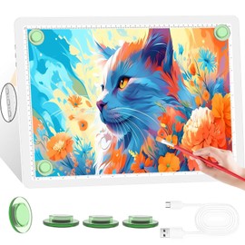 KOBAIBAN A3 Magnetic Light Box for Tracing, Rechargeable Diamond Art Light Board with Side Physical Buttons, 3 Color Light Modes Super Bright Light Pad for Diamond Painting, Weeding Vinyl (White)