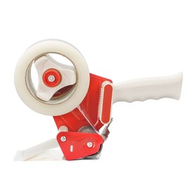 RW Base 9.8 Inch Tape Dispenser Gun, 1 Heavy Duty Shipping Tape Gun - Adjustable Brake, Sharp Blade, Red Plastic Packaging Tape Gun, Ergonomic Handle, Tape Sold Separately - Restaurantware