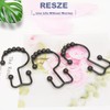 Resze 12 PCS Black Plastic Double Shower Curtain Hooks, Multi-Functional
