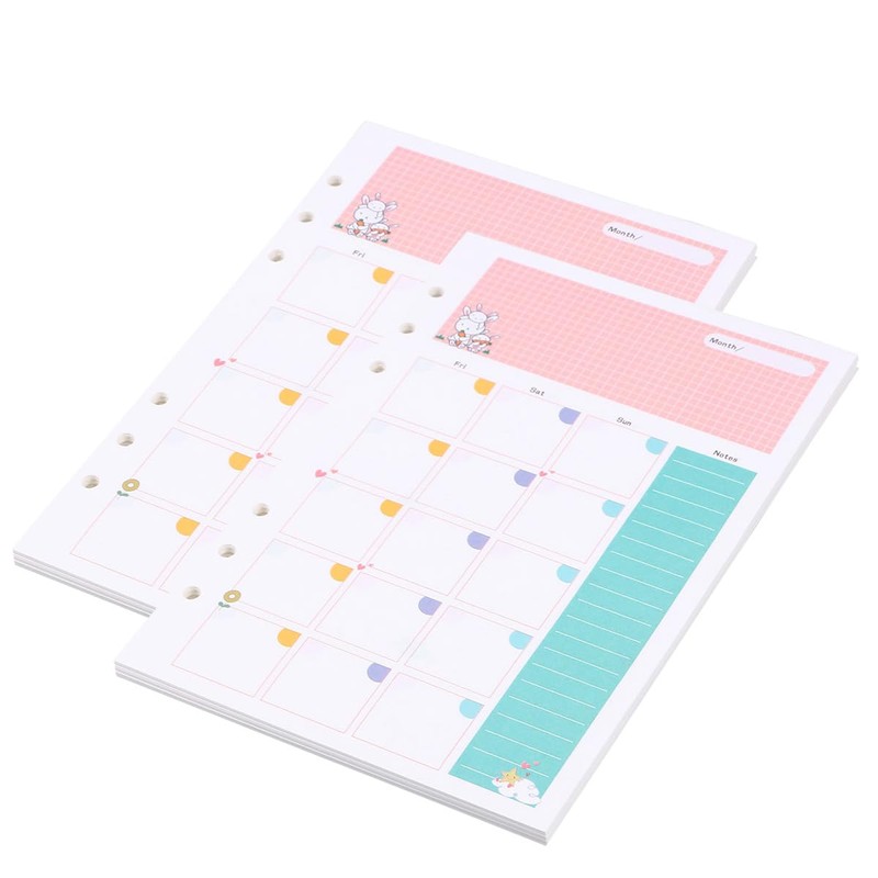 NUOBESTY A5 Refill Paper Colourful Monthly Planner Refills 6 Ring