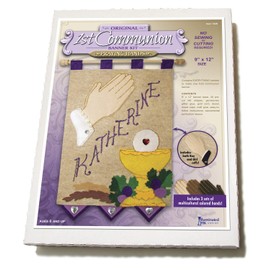 First Communion Banner Kit - 9 x 12 - Praying Hands - Purple