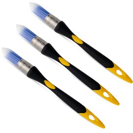 YiBaiBrush Trim Paint Brush, 0.7 Inch, 3 Pack, Small Round Paint Brushes for Walls, Touch Up, Trim Brushes for Painting, Ergonomic Handles, Trim Painting Tool for Edges, Corners & Detail Work