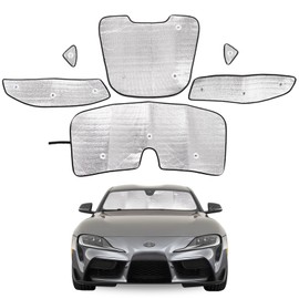 Windshield Sunshade Kit for Toyota Supra 2019-2024 Accessories Front Rear Window Sun Shade Foldable Sun Visor Privacy Protection UV Blocker HeatShield Windshield Side Rear Window Full Set