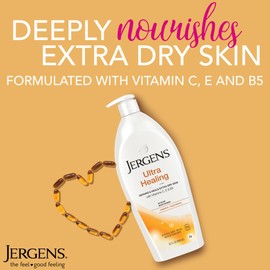 Jergens Ultra Healing Dry Skin Lotion, Hand and Body Moisturizer for Quick Absorption into Extra Dry Skin with Hydralucence Blend, Vitamins C, E and B5, White, 32oz