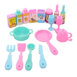 Miunana 43 pcs Collectible Set of Adorable Doll Food Tableware for Dollhouse Kitchen Set Mini Dollhouse Food Set for Dollhouse Game Party Toys