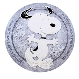 Roman Snoopy Dance Stepping Stone Peanuts, 12-inch Diameter, Resin, Stone Mix, Home, Garden, Outdoor