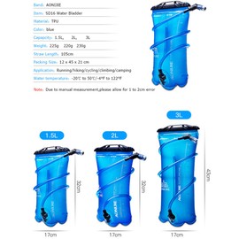 Win.Deeper 1.5L/2L/3L Hydration Bladder, Water Bladder, Sports Water Bladder, Ideal for Any Backpack for Cycling, Camping, Walking (3L)