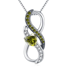 August Birthstone Necklace 925 Sterling Silver Peridot Pendant Birthstone jewellery Anniversary Mother's Day Birthday Gifts for Women Mom Wife Girlfriend